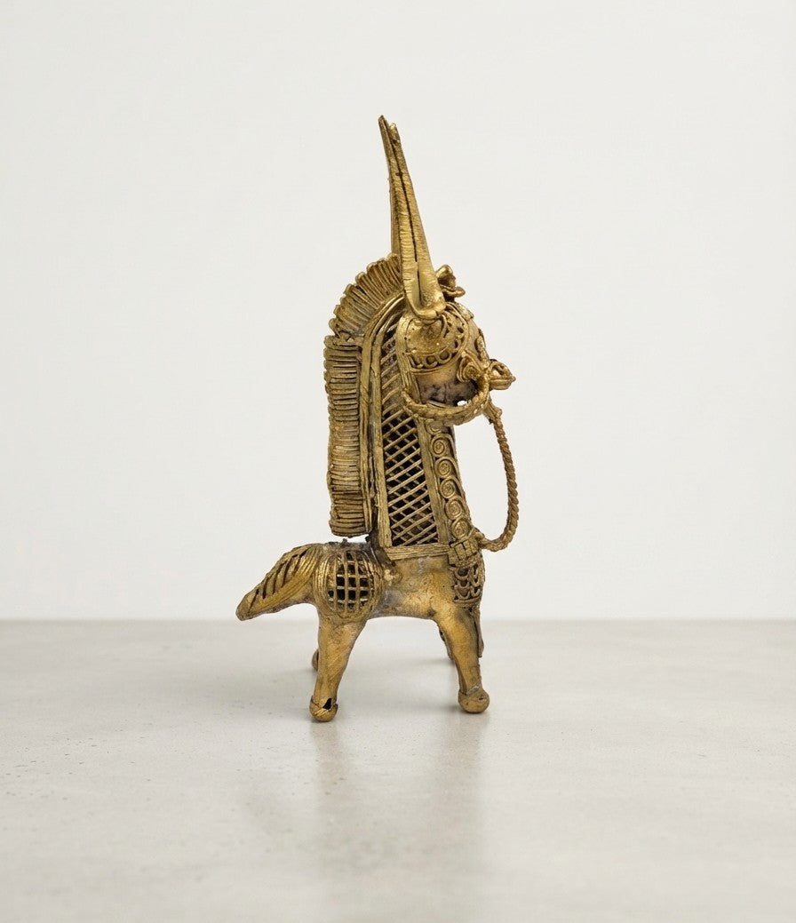 Handcrafted Dokra Brass Tribal Horse Figurine (Set of 2)