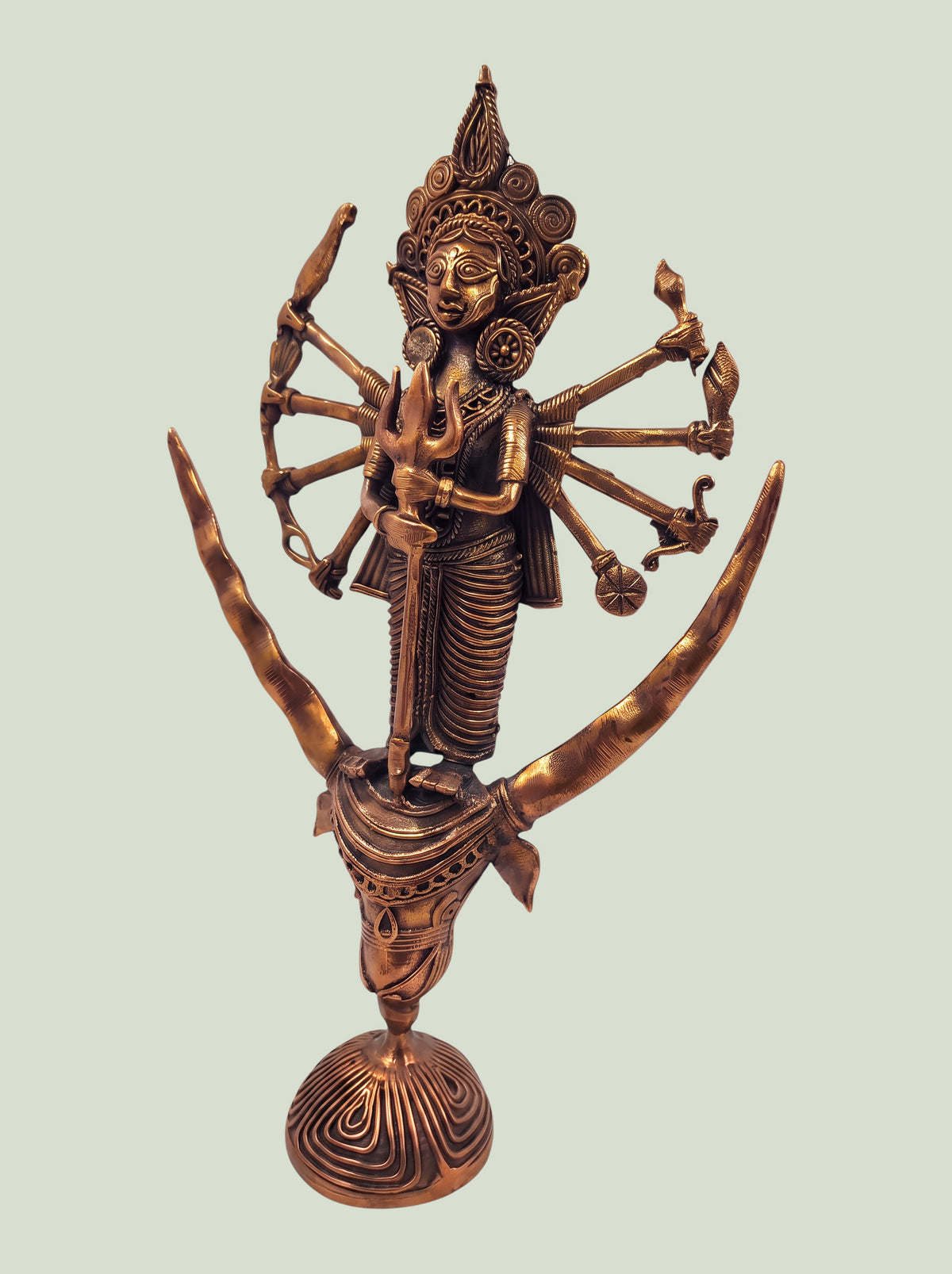 Handcrafted Dokra Singhavahini  Mahishasura Mardini Maa Durga Idol (10 Inches)