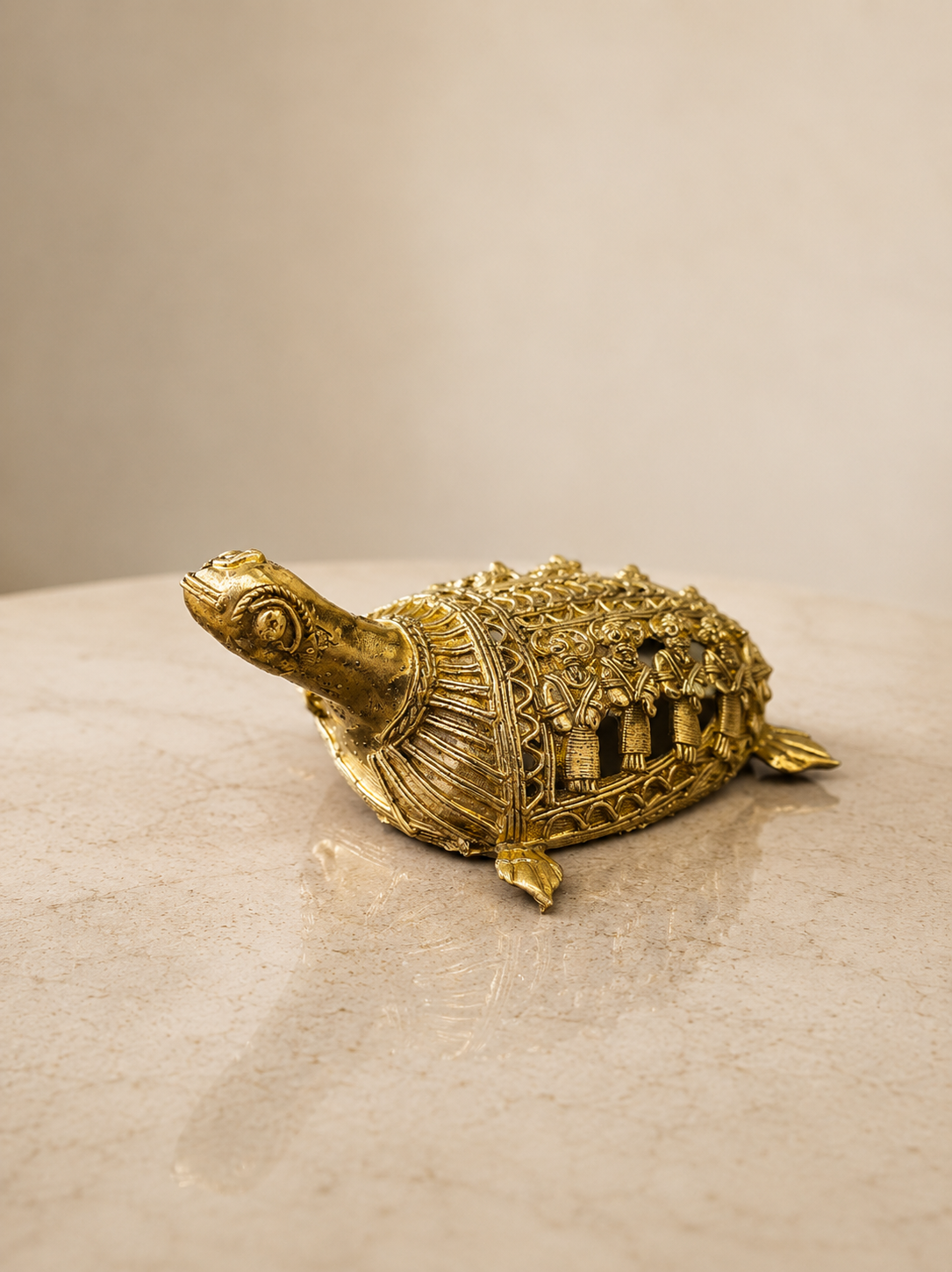Handcrafted Dokra Brass Kurma Turtle/ Tortoise Figurine