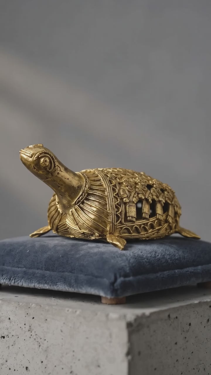 Handcrafted Dokra Brass Kurma Turtle/ Tortoise Figurine