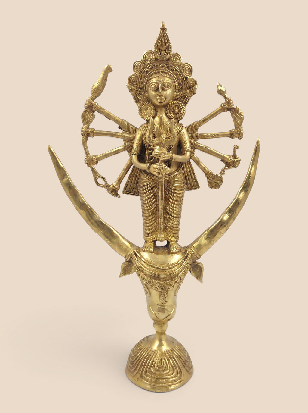 Handcrafted Dokra Singhavahini  Mahishasura Mardini Maa Durga Idol (10 Inches)