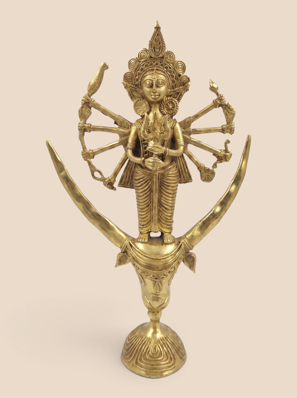 Handcrafted Dokra Singhavahini  Mahishasura Mardini Maa Durga Idol (10 Inches)